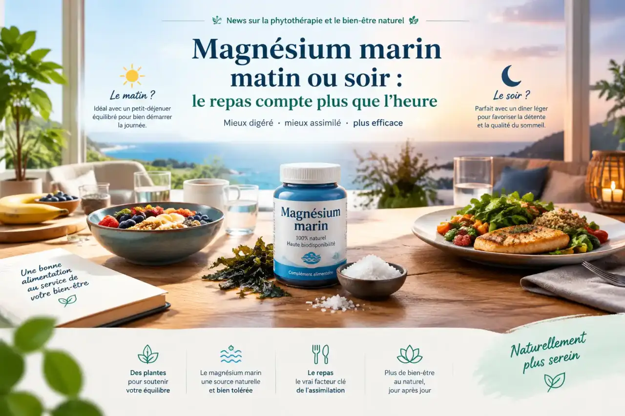 Magnésium marin matin ou soir : le repas compte plus que l’heure