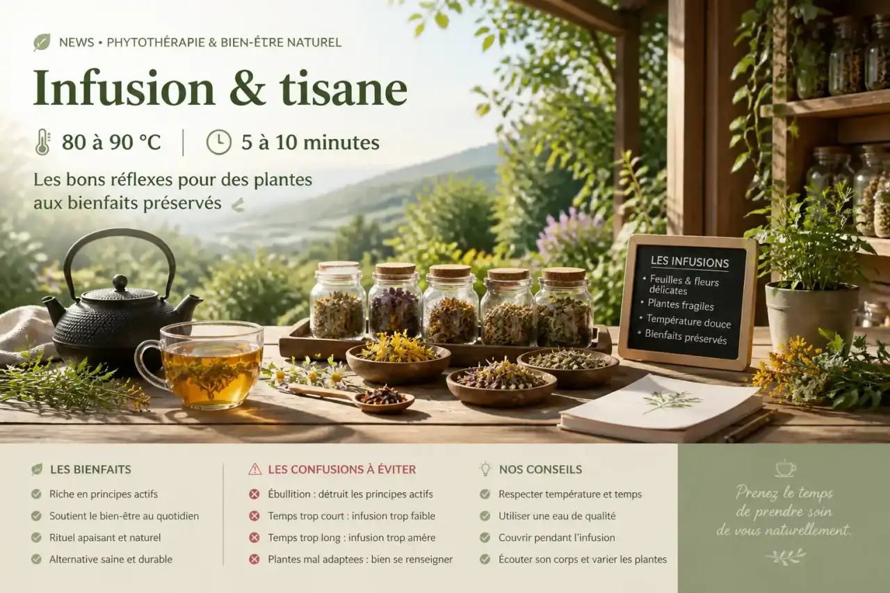 Infusion et tisane : 80 à 90 °C, 5 à 10 minutes et les confusions à éviter