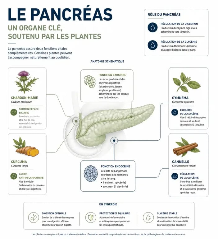 Infographie tisane pour nettoyer le pancréas et fonctions du pancréas
