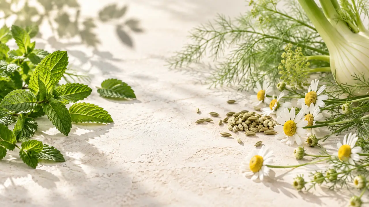 Tisane printanière et plantes aromatiques favorisant une digestion confortable
