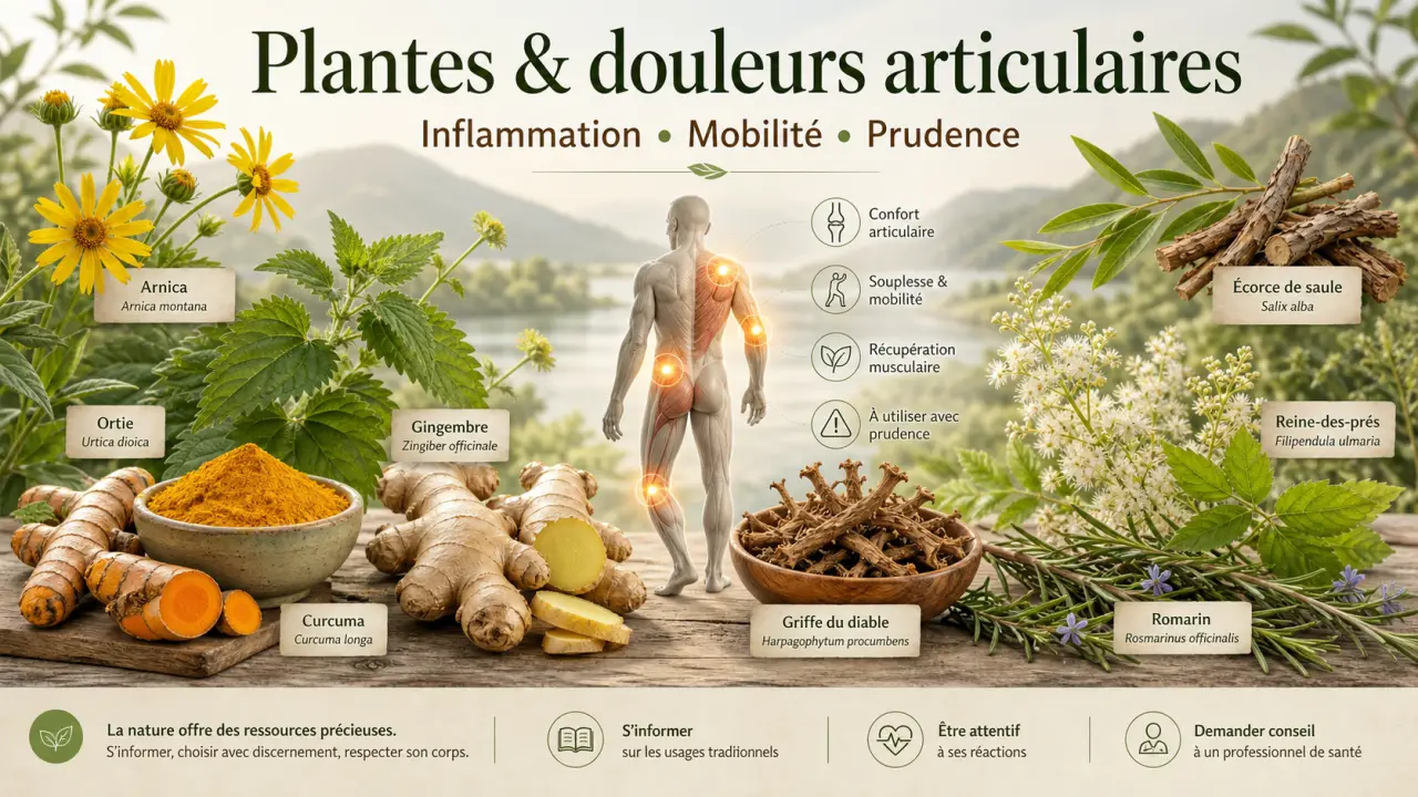 Quelles plantes choisir pour les douleurs articulaires et musculaires ? Inflammation, mobilité, prudence