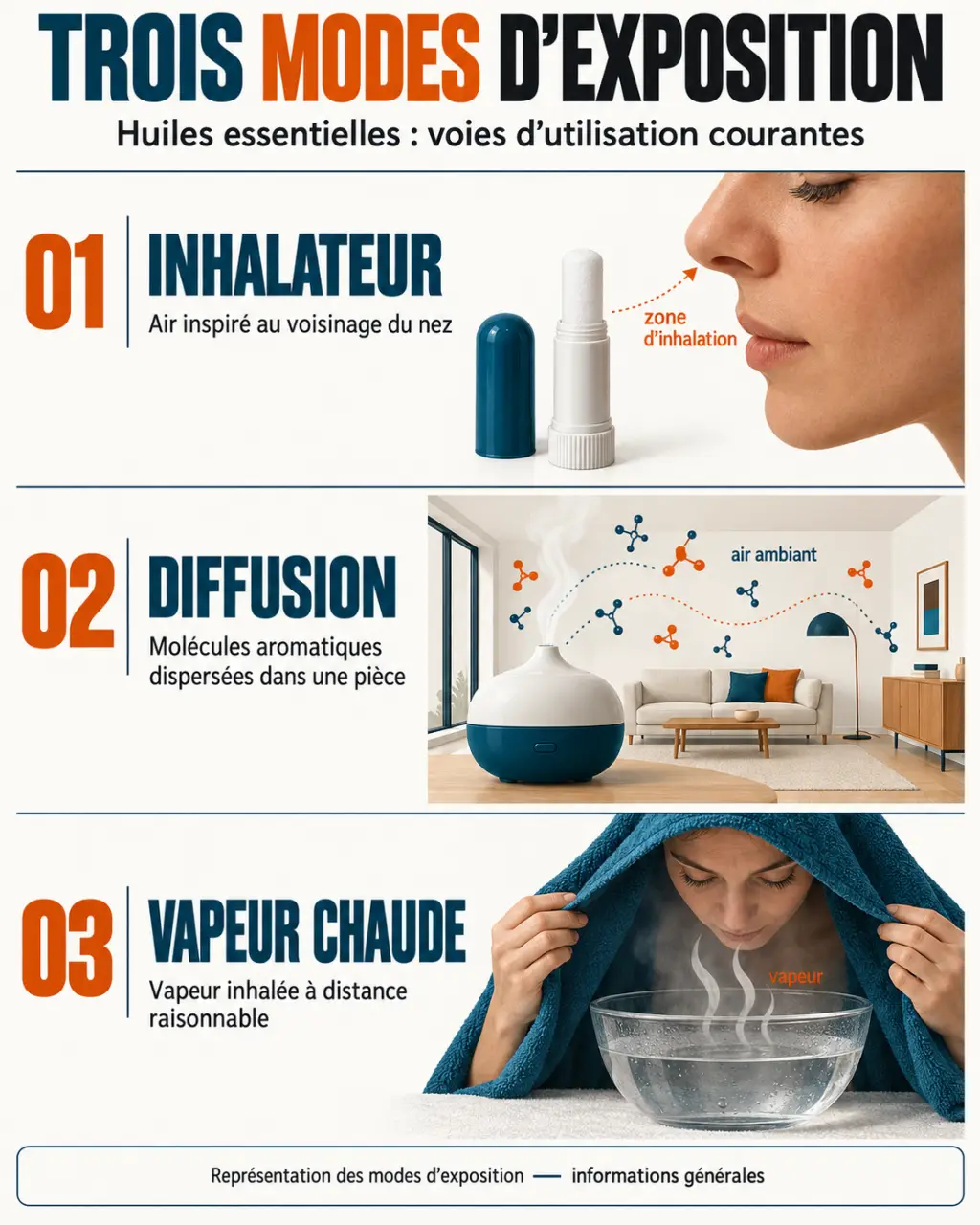 Inhalateur huiles essentielles avec mèche en coton comparé à un diffuseur et à l’inhalation vapeur